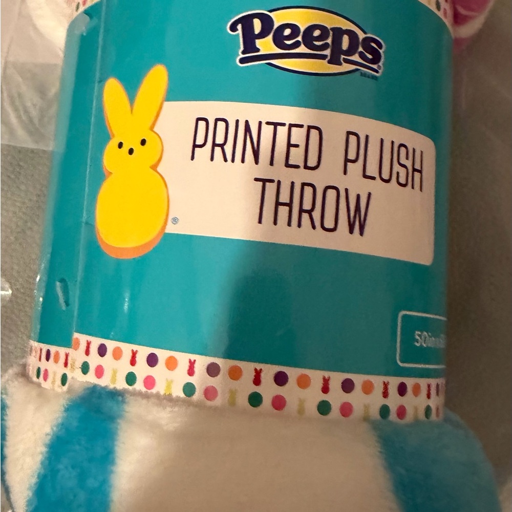 Peeps Blue and White Printed Plush Throw